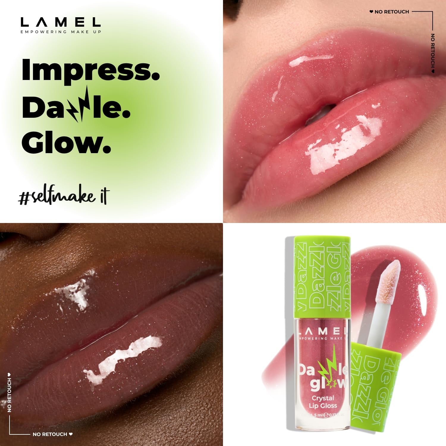 Dazzle Glow Crystal Clear Lip Gloss - Hydrating Lip Gloss - Non Sticky - Colored - Moisturizing 