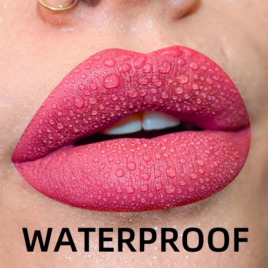 Matte Velvet Lip Gloss in 19 colors for long-lasting, waterproof wear