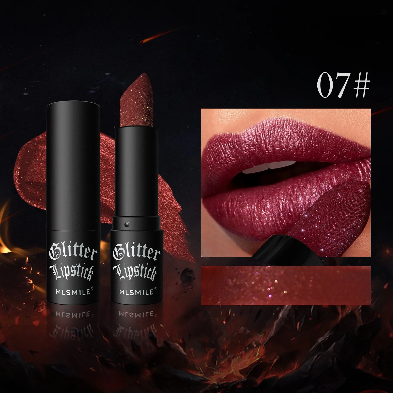 Waterproof Glitter Lipsticks Punk Style Nude Matte Not Fading Pearlescent Sexy Red Pink Velvet Lipsticks