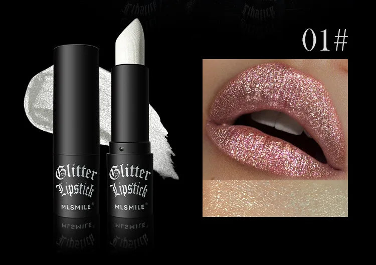 Waterproof Glitter Lipsticks Punk Style Nude Matte Not Fading Pearlescent Sexy Red Pink Velvet Lipsticks
