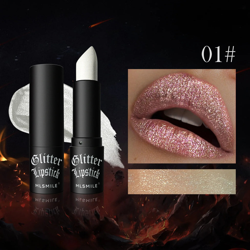 Waterproof Glitter Lipsticks Punk Style Nude Matte Not Fading Pearlescent Sexy Red Pink Velvet Lipsticks