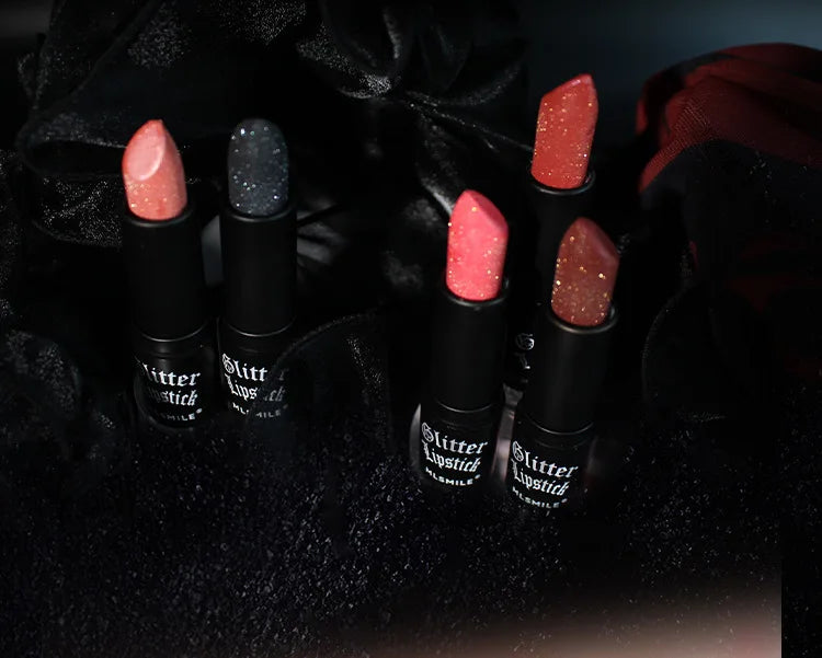 Waterproof Glitter Lipsticks Punk Style Nude Matte Not Fading Pearlescent Sexy Red Pink Velvet Lipsticks