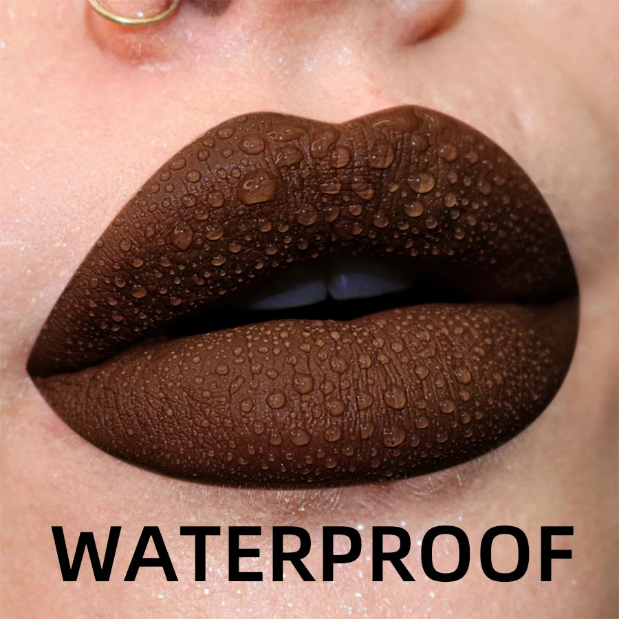 Matte Velvet Lip Gloss in 19 colors for long-lasting, waterproof wear