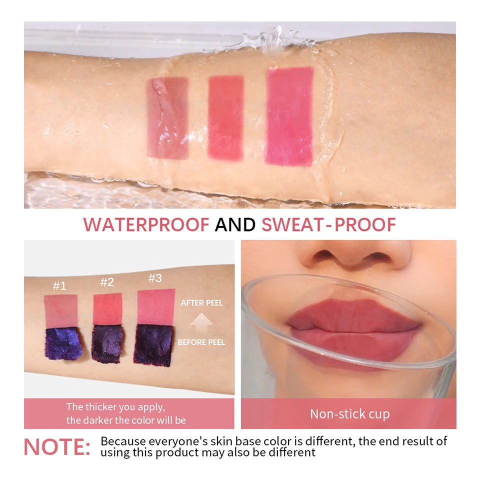 Long Lasting Lip Inks, Matte Lip Tint Peel Off Matte Tick for Lips Stick, Waterproof Makeup