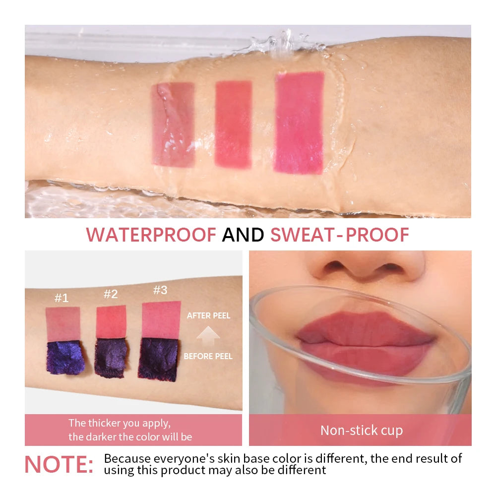 Long Lasting Lip Inks, Matte Lip Tint Peel Off Matte Tick for Lips Stick, Waterproof Makeup