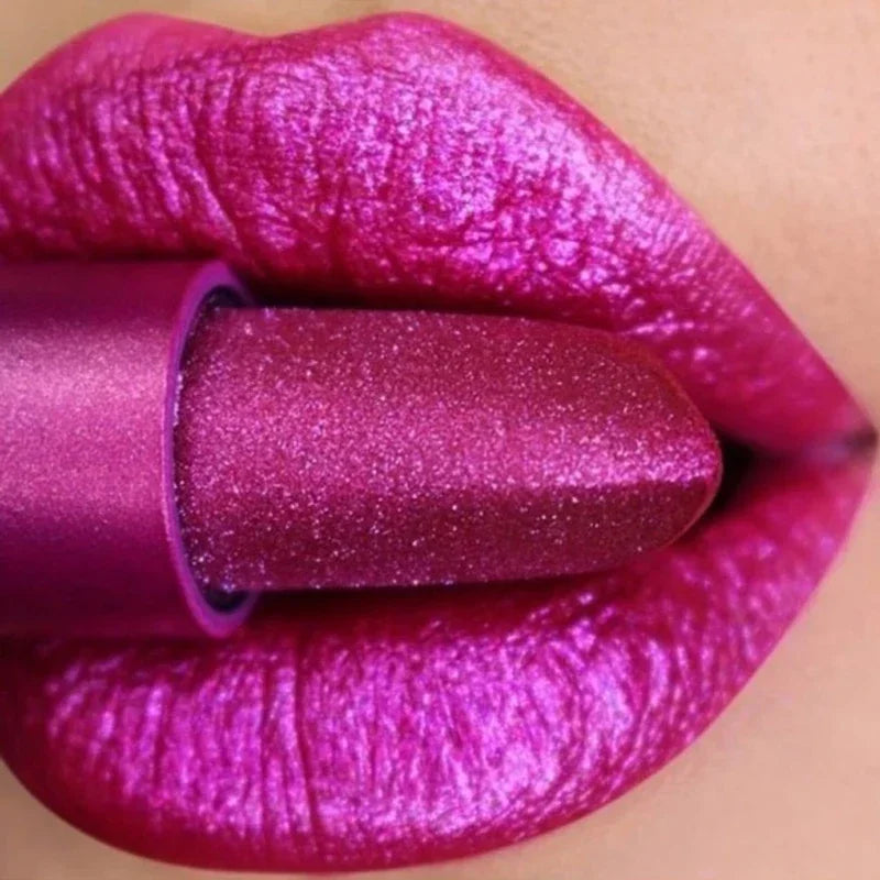 Waterproof Glitter Lipsticks Punk Style Nude Matte Not Fading Pearlescent Sexy Red Pink Velvet Lipsticks