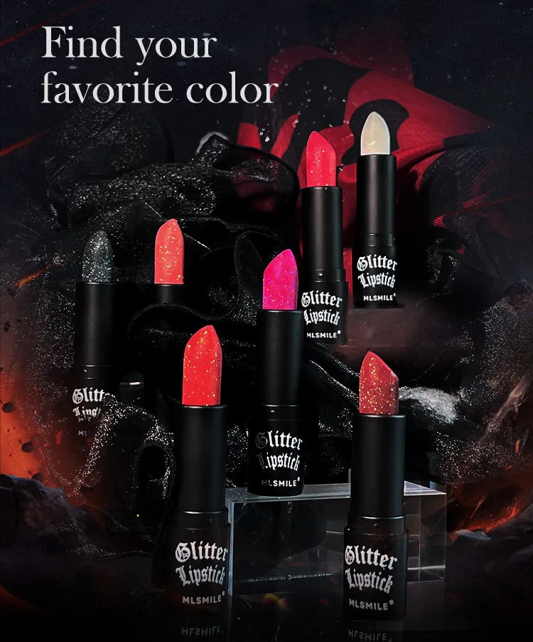 Waterproof Glitter Lipsticks Punk Style Nude Matte Not Fading Pearlescent Sexy Red Pink Velvet Lipsticks