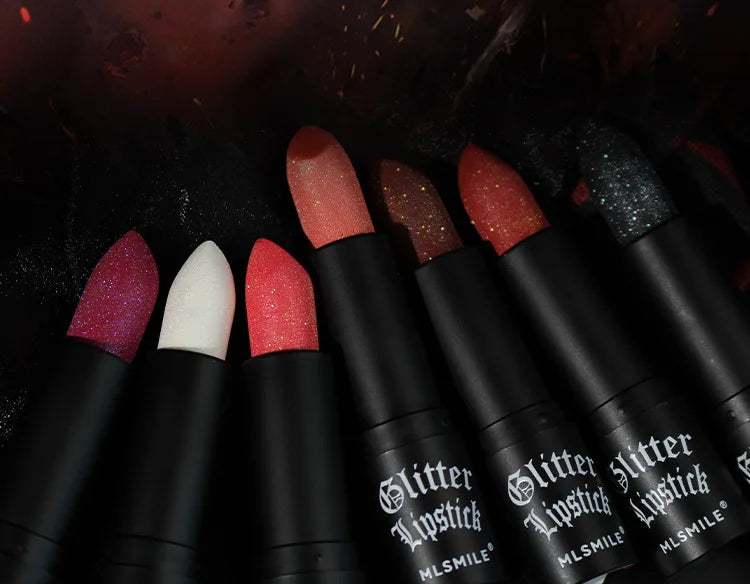 Waterproof Glitter Lipsticks Punk Style Nude Matte Not Fading Pearlescent Sexy Red Pink Velvet Lipsticks