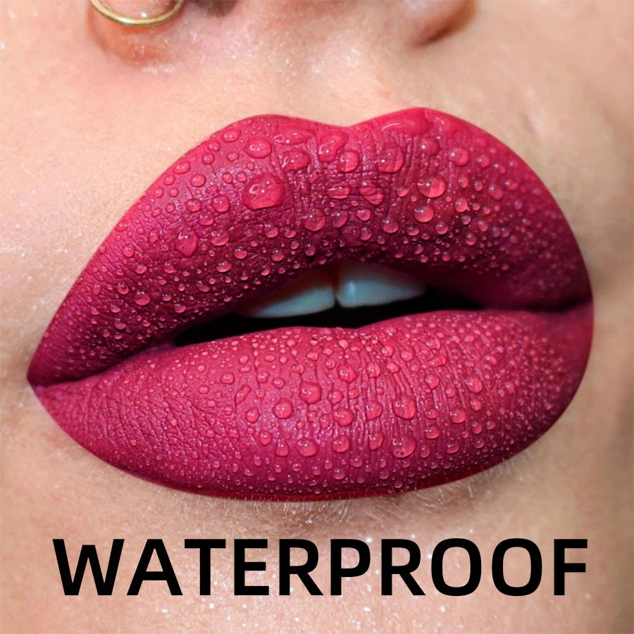 Matte Velvet Lip Gloss in 19 colors for long-lasting, waterproof wear