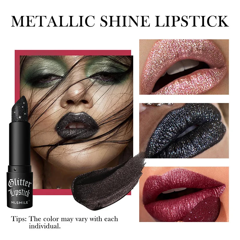 Waterproof Glitter Lipsticks Punk Style Nude Matte Not Fading Pearlescent Sexy Red Pink Velvet Lipsticks