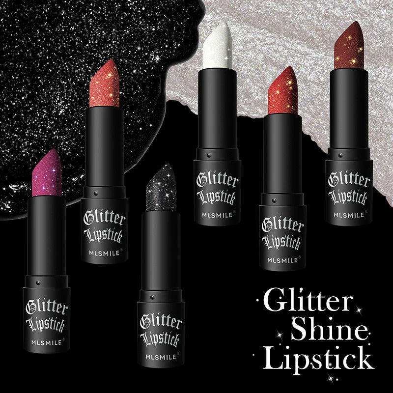 Waterproof Glitter Lipsticks Punk Style Nude Matte Not Fading Pearlescent Sexy Red Pink Velvet Lipsticks